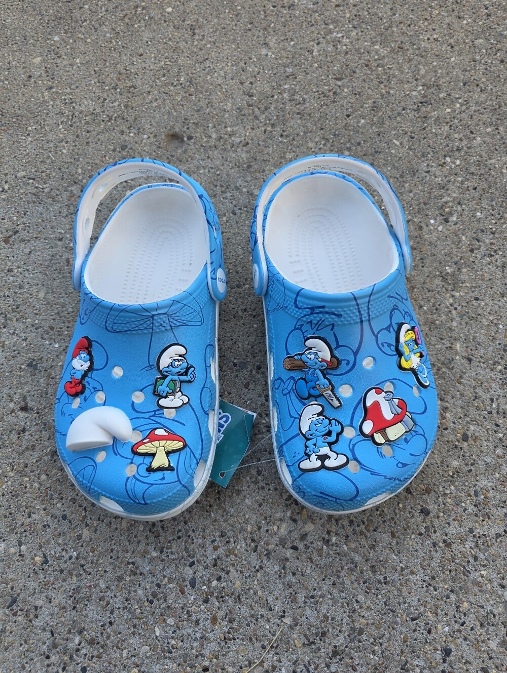 CROCS Kids Blue Smurf Cartoon Clogs Little Girls Size 1